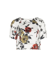 Floral Raglan Sleeve Cropped Top by Cue