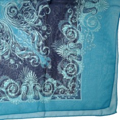 Versace Scarf Navy Teal Ornamental - Women  Discount Women Designer Scarves Outlet | Como Milano