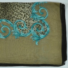 Versace Silk Women Scarf Cream Emerald Green  Discount Women Designer Scarves Outlet | Como Milano