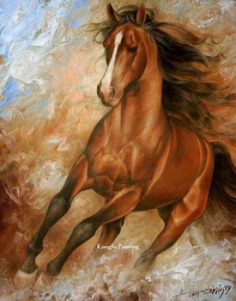 100% handmade horse oil painting high quality pictures on the wall unique gift home decoration high quality free shipping-in Painting & Calligraphy from Home & Garden on Aliexpress.com