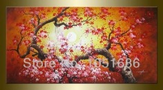 Pink And Red Plum Blossom Flowers Paintings On Canvas Hand Painted Modern Abstract Wall Picture Art Living Room Decor No Frame-in Painting & Calligraphy from Home & Garden on Aliexpress.com