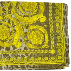 Versace Silk Women Scarf Gray Taupe Gold  Discount Women Designer Scarves Outlet | Como Milano