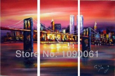 Handmade Famous Modern York City Buildings Cityscape Art 3 Piece Paintings On Canvas Oil Picture Decoration On The Wall No Frame-in Painting & Calligraphy from Home & Garden on Aliexpress.com