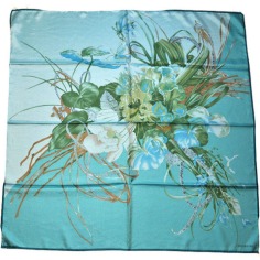 Valentino Scarf Aqua Blue Green Flowers  Discount Women Designer Scarves Outlet | Como Milano