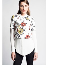 Floral Raglan Sleeve Cropped Top by Cue