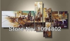 High Quality Modern Abstract Art City Oil Painting Wall Decor Canvas 4 Piece Set Picture On The Wall For Living Room No frame-in Painting & Calligraphy from Home & Garden on Aliexpress.com
