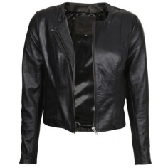  Viparo Womens Black Collarless MOD Cropped Leather Jacket Selina | eBay