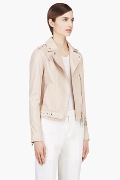 Mackage Blush Pink Leather Florica Biker Jacket for women | SSENSE