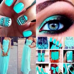 Nails, makeup, dress, hair