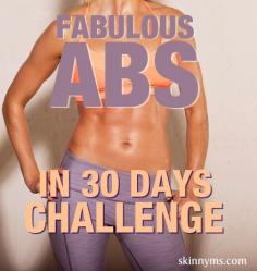 As part of my goals for 2014 I am doing a fitness challenge each month. This is up for May! Get Fabulous Abs in 30 days with this challenge! This core strengthening workout will give you flat, toned, defined abs for the long haul! #skinnyms