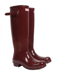 Hunter Original Tall Gloss Welly in Merlot | eLUXE