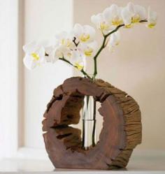 tree stump cutout vase