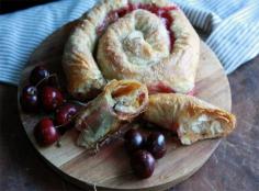 Cherry and Nectarine Spiral: phyllo, raw sugar, cherries and nectarines for the best five minutes #dessert ever.