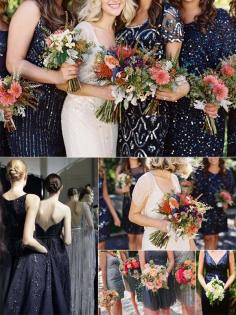Loooove the different styles of sequined dresses.