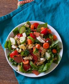 Antipasto Pasta Salad. An easy and healthy lunch option for using up leftovers