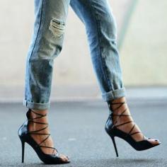 Strappy sandals.