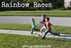 Three Outdoor Rainbow Themed Games: I love the idea of Rainbow themed "Mother May I"