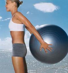 Stability-Ball Workout for a Sexier Stomach: Work your abs, back, triceps with the Ball Lift move. #SELFmagazine