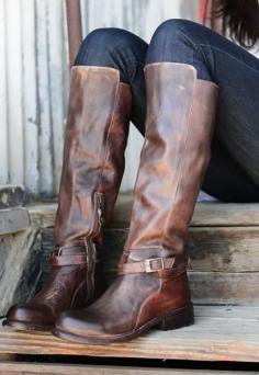 These burgundy dark brown knee-high riding boots are adorable! Love the buckles, straps and zipper - perfect with blue or black jeans, leggings, pants, a skirt or dress for fall, winter, or spring 2013 - 2014 ♥ Get this look at @SPARKTREND for $30, click the image to see! #boots #shoes #womens #fashion