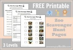 FREE Printable Zoo Scavenger Hunt Pages