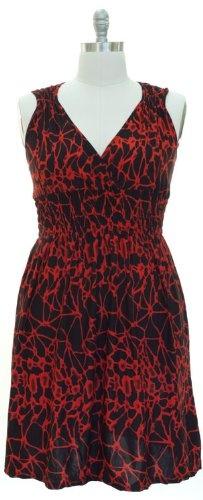 Gorgeous Black  Red Plus-Size Sleeveless Knit Abstract Print Dress - Gorgeous Black & Red Plus-Size Sleeveless Knit Abstract Print Dress    Peach Couture 2012 Fashion LineElegant & CasualSizes Available: 1x, 2x, 3xMaterial: 95% Polyester, 5% Spa