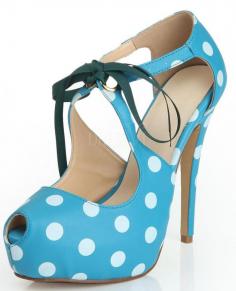 Lovely Peep Toe Polk Dot Stiletto Heel Ankle Strap Sandals // So elegant and so,so beautiful ! www.dressve.com/...