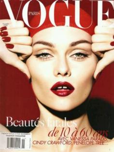 Vanessa Paradis on the cover of Vogue Paris, November 2008. Photo: Mert  Marcus.