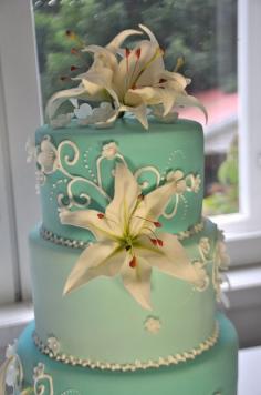 Turquoise wedding cake