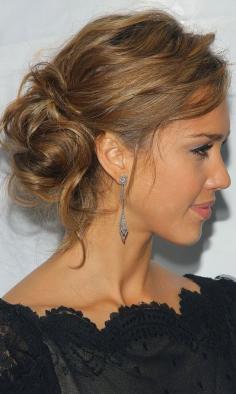 Jessica Alba Textured Updo. Love the color and style