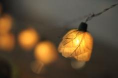 20 white  Romantic valentine Rose flower leaf string light patio decoration wedding bedroom decor