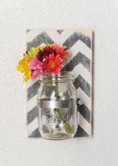 Wood Mason Jar Wall Sconce - Large Sconce. $16.00, via Etsy.