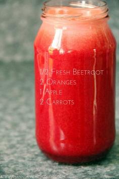 I love anything beet. Instead of using 1/2 beetroot, I like to add the whole thing in my juice and only put 1 orange in there instead. Apple is a necessity in this juice.