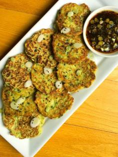 Zucchini Scallion Pancakes with Sweet Soy Dipping Sauce - The Lemon Bowl #zucchini #asian #pancakes