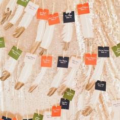 These gold-dipped feather escort cards are easy to make and super cute!