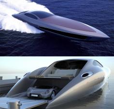 Why settle for only one single mode of transportation? -  Super Yacht with a Car Inside