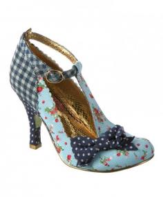 Blue Plaid and Floral Bloxy T-Strap Pump ~~~ This is different, I love!!~