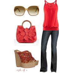 What a cute outfit in reds. Bright and cheerful. To all my fabulous followers, be sure to follow fab #2 board because I don't want you to miss outfits on there either:) hugs.
