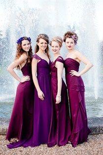 royal purple for MOH and deep fuchsia for the other bridesmaids