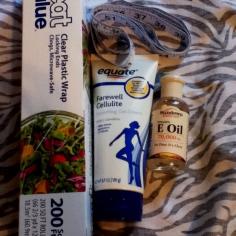 At home bodywrap. Lose inches in an hour. Mix vitamin E oil and farewell cellulite and rub where u wanna lose inches. Wrap tight with plastic wrap. Wrap up in warm blankets and sit for one hour. You will sweat and release toxins. Drink lots of water after.