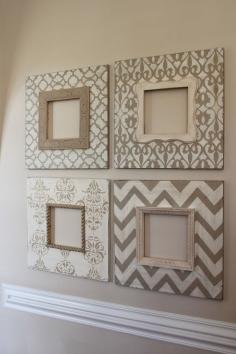 Could make your own by painting or decoupage.                   Set of 4-8x8 Distressed Wood Picture Frames in Vintage Neutrals via Etsy