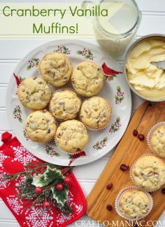 Cranberry Vanilla #Muffins... mmm these look delicious! #recipes