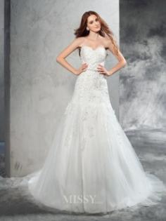 Guaina/Colonna Acuore Senzamaniche Coda a strascico corto Raso Abiti da sposa con Applique