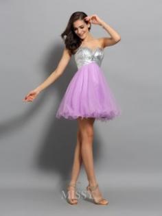 Sweetheart Sleeveless A-Line/Princess Short/Mini Organza Dresses with Ruffles