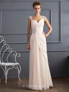 Sheath/Column Straps Beading Sleeveless Floor-Length Chiffon Dresses