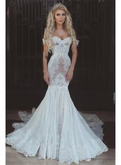 $189 Sexy Mermaid Lace Off-the-Shoulder Wedding Dresses 2018 Open Back Bridal Gowns