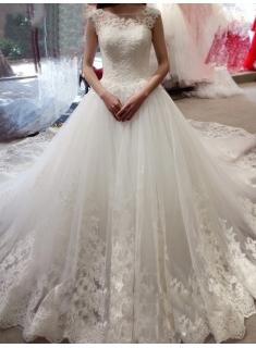 Modern A Linie Hochzeitskleider in Weiß Brautkleid Mit Spitze