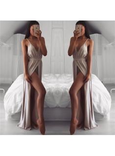 Straps V-neck Sleeveless Evening Dresses Cheap | Side Slit Sexy Formal Dresses For Party