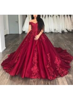 Fashion Rote Brautkleider Spitze A Linie Bodenlang Hochzeitskleider Online