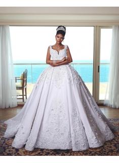 Luxus Weiße Brautkleider Mit Spitze Prinzessin Hochzeitskleider Online