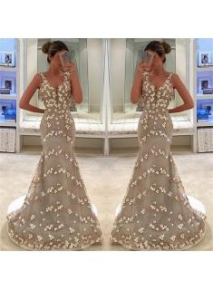 Charming Mermaid Sleeveless Evening Dresses 2019 | Straps Appliques Formal Dresses